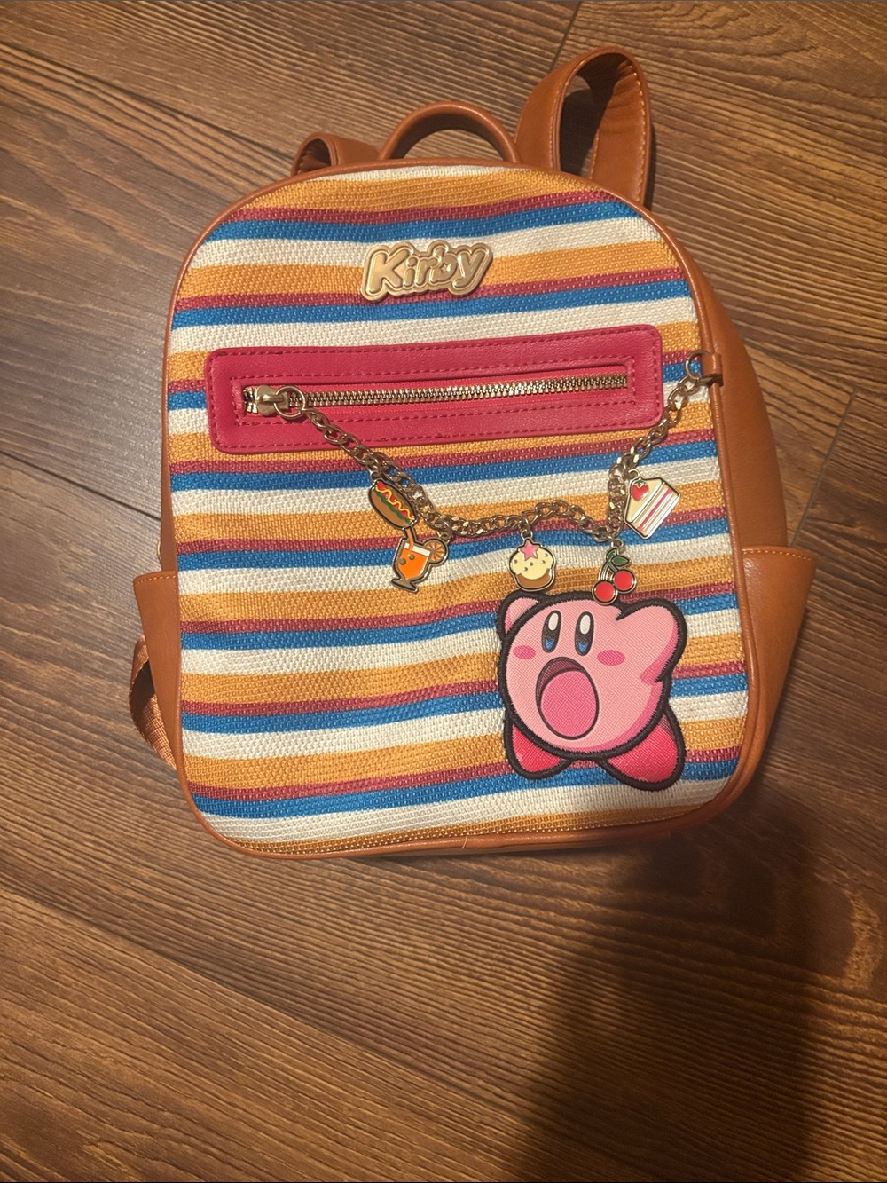 Kirby Kids Striped Mini Backpack in Pink & Tan
